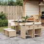 Garten-Essgruppe 9-teilig mit Kissen aus synthetischem Rattan in Beige. von , Gartensets - Ref: Foro24-3211138, Preis: 406,84...