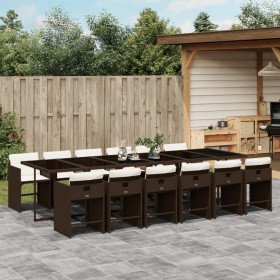 Gartenmöbel-Set 13-teilig mit braunen Kunststoff-Rattan-Kissen. von , Gartensets - Ref: Foro24-3211125, Preis: 933,99 €, Raba...