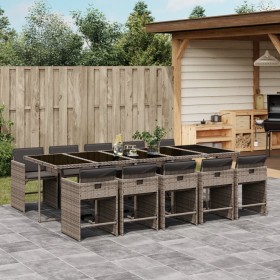 Garten-Essgruppe 11-teilig mit grauen Polstern aus synthetischem Rattan von , Gartensets - Ref: Foro24-3211112, Preis: 827,99...