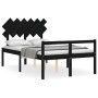 Cama para personas mayores con cabecero madera maciza negro de vidaXL, Camas y somieres - Ref: Foro24-3195525, Precio: 156,19...