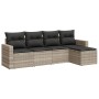 Gartensofa-Set und Kissen, 5-teilig, aus hellem grauem Kunststoff-Rattan. von , Gartensets - Ref: Foro24-3218882, Preis: 361,...