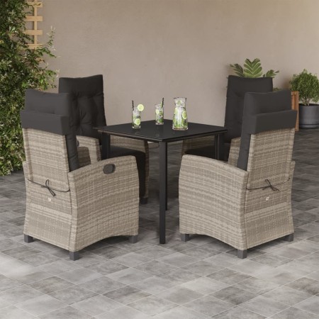 Set comedor de jardín 5 pzas cojines ratán sintético gris claro de , Conjuntos de jardín - Ref: Foro24-3212854, Precio: 578,9...