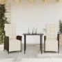 Garden dining set 3 pieces and brown synthetic rattan cushions by , Garden sets - Ref: Foro24-3213406, Price: 363,27 €, Disco...