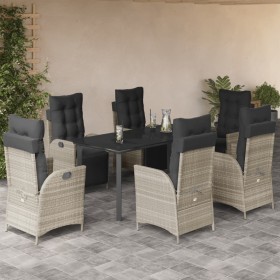 Set comedor jardín 7 pzas y cojines ratán sintético gris claro de , Conjuntos de jardín - Ref: Foro24-3213473, Precio: 965,99...