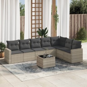 Garden sofa set 8 pieces and gray synthetic rattan cushions by , Garden sets - Ref: Foro24-3219052, Price: 554,64 €, Discount: %