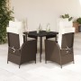 Set comedor de jardín 5 piezas y cojines ratán sintético marrón de , Conjuntos de jardín - Ref: Foro24-3213195, Precio: 620,5...