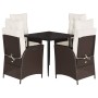 Set comedor de jardín 5 piezas y cojines ratán sintético marrón de , Conjuntos de jardín - Ref: Foro24-3213195, Precio: 620,5...