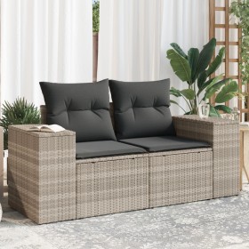 Gartensofa mit Kissen, 2-Sitzer, aus hellem grauem Kunststoffrattan. von , Outdoor-Sofas - Ref: Foro24-366198, Preis: 195,56 ...