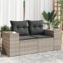 Garden sofa with cushions, 2 seats, light gray synthetic rattan by , Outdoor sofas - Ref: Foro24-366198, Price: 195,56 €, Dis...