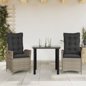 Garten-Essgruppe, 3-teilig, mit grauen Polstern aus synthetischem Rattan. von , Gartensets - Ref: Foro24-3213224, Preis: 324,...