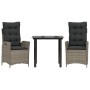 3-piece garden dining set with gray synthetic rattan cushions by , Garden sets - Ref: Foro24-3213224, Price: 324,91 €, Discou...