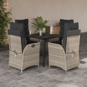 Garden dining set 5 pieces with light gray synthetic rattan cushions by , Garden sets - Ref: Foro24-3213285, Price: 558,99 €,...