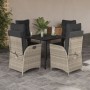 Set comedor de jardín 5 pzas cojines ratán sintético gris claro de , Conjuntos de jardín - Ref: Foro24-3213285, Precio: 557,8...