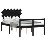 Cama para personas mayores con cabecero madera maciza negro de vidaXL, Camas y somieres - Ref: Foro24-3195525, Precio: 156,19...