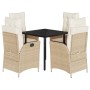 Garden dining set 5 pieces with beige synthetic rattan cushions by , Garden sets - Ref: Foro24-3213245, Price: 555,96 €, Disc...