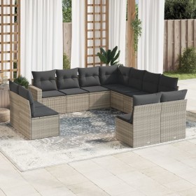 Garden sofa set 11 pieces and gray synthetic rattan cushions by , Garden sets - Ref: Foro24-3219122, Price: 755,50 €, Discoun...