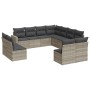 Garden sofa set 11 pieces and gray synthetic rattan cushions by , Garden sets - Ref: Foro24-3219122, Price: 752,29 €, Discoun...