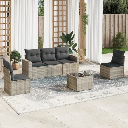 Gartensofagarnitur 6-teilig mit grauen Polstern aus synthetischem Rattan von , Gartensets - Ref: Foro24-3218792, Preis: 427,0...