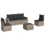 Garden sofa set 6 pieces and gray synthetic rattan cushions by , Garden sets - Ref: Foro24-3218792, Price: 427,02 €, Discount: %