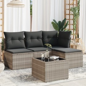 Garden sofa set and cushions 5 pieces light gray synthetic rattan by , Garden sets - Ref: Foro24-3217512, Price: 347,81 €, Di...