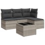 Gartensofa-Set und Kissen, 5-teilig, aus hellem grauem Kunststoff-Rattan. von , Gartensets - Ref: Foro24-3217512, Preis: 323,...