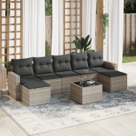 Garden sofa set 8 pieces and gray synthetic rattan cushions by , Garden sets - Ref: Foro24-3219342, Price: 516,99 €, Discount: %