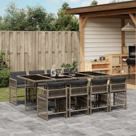 Garden dining set 9 pieces and gray synthetic rattan cushions by , Garden sets - Ref: Foro24-3211640, Price: 569,00 €, Discou...