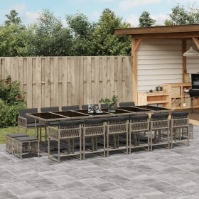 Garten-Essgruppe 17-teilig mit grauen Polstern aus synthetischem Rattan von , Gartensets - Ref: Foro24-3211544, Preis: 942,99...