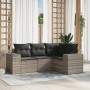 Garden sofa set 4 pieces with gray synthetic rattan cushions by , Garden sets - Ref: Foro24-3254849, Price: 353,79 €, Discoun...