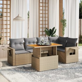 Gartensofa-Set mit 6-teiligen Kissen aus synthetischem Rattan in Beige. von , Gartensets - Ref: Foro24-3271745, Preis: 472,73...