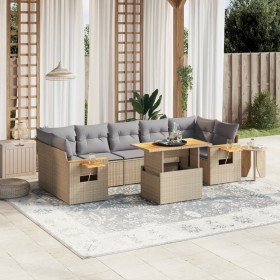 Garden sofa set with beige cushions, 8 pieces, PE rattan. by , Garden sets - Ref: Foro24-3271668, Price: 645,85 €, Discount: %