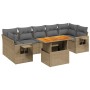 Garden sofa set with beige cushions, 8 pieces, PE rattan. by , Garden sets - Ref: Foro24-3271668, Price: 611,79 €, Discount: %