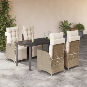 Garten-Essgruppe 5-teilig mit Kissen aus synthetischem Rattan in Beige. von , Gartensets - Ref: Foro24-3213444, Preis: 706,99...