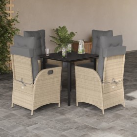 Garten-Essgruppe 5-teilig mit Kissen aus synthetischem Rattan in Beige. von , Gartensets - Ref: Foro24-3213266, Preis: 575,99...