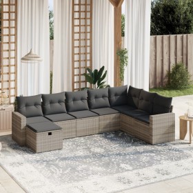 Gartensofagarnitur 8-teilig mit grauen Polstern aus synthetischem Rattan von , Gartensets - Ref: Foro24-3263588, Preis: 556,9...