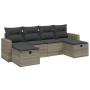 Garden sofa set 6 pieces and gray synthetic rattan cushions by , Garden sets - Ref: Foro24-3263548, Price: 416,71 €, Discount: %