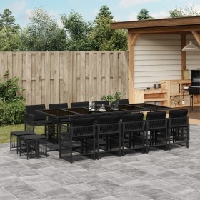 Garten-Essgruppe mit 15-teiligen Kissen aus schwarzem Kunststoff-Rattan. von , Gartensets - Ref: Foro24-3211711, Preis: 849,9...