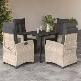 Garden dining set 5 pieces with light gray synthetic rattan cushions by , Garden sets - Ref: Foro24-3213038, Price: 629,37 €,...