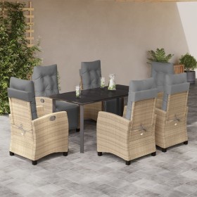 Garten-Essgruppe 7-teilig mit Kissen aus synthetischem Rattan in Beige. von , Gartensets - Ref: Foro24-3213027, Preis: 993,99...