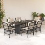 Set de comedor de jardín 7 pzas y cojines ratán sintético negro de , Conjuntos de jardín - Ref: Foro24-3212054, Precio: 788,8...