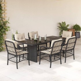 Garten-Essgruppe 7-teilig mit schwarzen Polstern aus synthetischem Rattan. von , Gartensets - Ref: Foro24-3212054, Preis: 783...