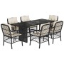 Set de comedor de jardín 7 pzas y cojines ratán sintético negro de , Conjuntos de jardín - Ref: Foro24-3212054, Precio: 788,8...