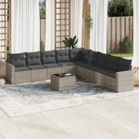 Gartensofa-Set, 10-teilig, mit Kissen, aus hellem grauen Kunststoff-Rattan. von , Gartensets - Ref: Foro24-3219092, Preis: 70...