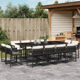 Garden dining set with 13-piece black synthetic rattan cushions. by , Garden sets - Ref: Foro24-3211578, Price: 791,99 €, Dis...