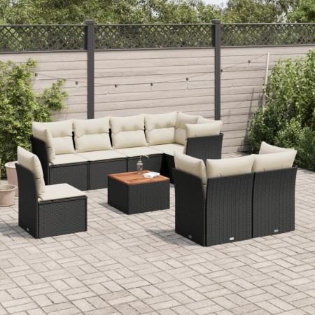 8-teiliges Gartensofa-Set und Kissen aus schwarzem Kunststoff-Rattan. von , Gartensets - Ref: Foro24-3256070, Preis: 561,05 €...