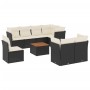 8-teiliges Gartensofa-Set und Kissen aus schwarzem Kunststoff-Rattan. von , Gartensets - Ref: Foro24-3256070, Preis: 561,05 €...