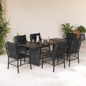 Garten-Essgruppe 7-teilig mit schwarzen Polstern aus synthetischem Rattan. von , Gartensets - Ref: Foro24-3212056, Preis: 752...