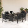 Set de comedor de jardín 7 pzas y cojines ratán sintético negro de , Conjuntos de jardín - Ref: Foro24-3212056, Precio: 752,4...