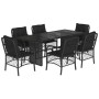 Set de comedor de jardín 7 pzas y cojines ratán sintético negro de , Conjuntos de jardín - Ref: Foro24-3212056, Precio: 752,4...