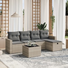 Garden sofa set 6 pieces and gray synthetic rattan cushions by , Garden sets - Ref: Foro24-3263478, Price: 414,61 €, Discount: %